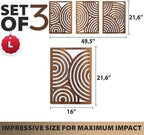 qmmp Modern Wooden Wall Sculptures - Set of 3 - Home Decor Accent - Large Wall Art for Living Room, Bedroom, Office - Easy Installation (Walnut, Large - Orbit) - Image 4