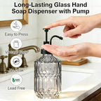 Amolliar 12 Oz Glass Soap Dispenser with Plastic Pump,Dark Grey,1 Pack - Image 3