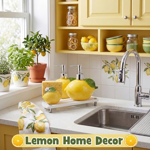 4 Pcs Lemon Kitchen Decor Ceramic Soap Dispenser Set - Image 2
