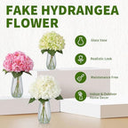 Garvee Artificial White Hydrangea Flowers Arrangement with Vase, 6 PCS Silk Hydrangea Bouquet Centerpiece with Faux Water, Realistic Fake Flowers for Table Centerpiece, Home, Office, Wedding Decor - Image 4