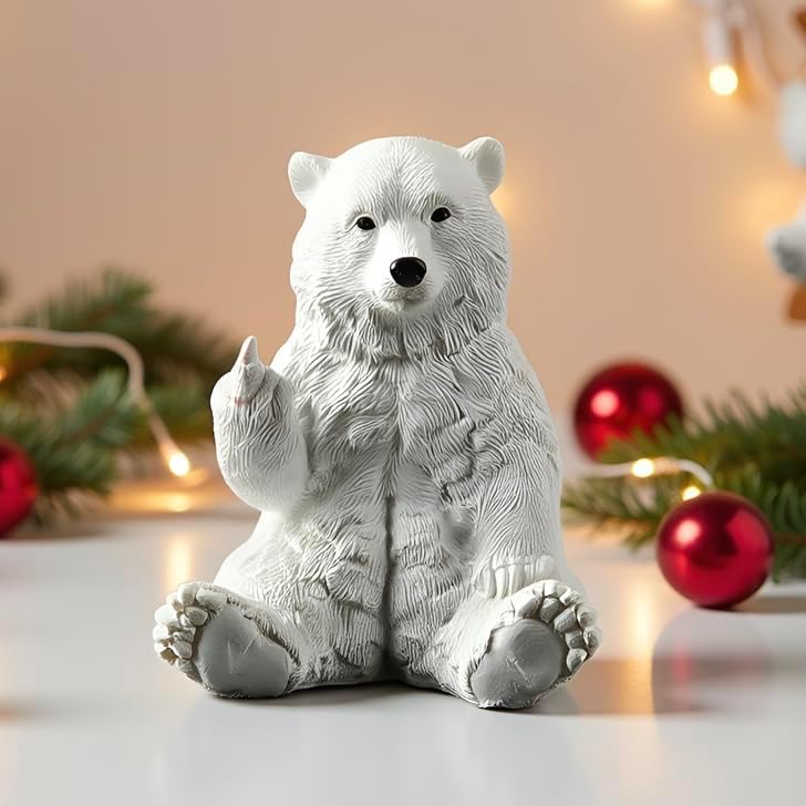 Polar Bear Middle Finger Figurine, Hilarious Funny Resin Bear Statue - Image 5