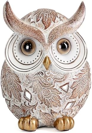 Smadeer Owl Statue and Figurine for Home Decor Accents Adorable Owl for Shelf Bookshelf Bedroom Living Room Office Table Desk Modern Decorations Animal Sculpture for Birds Lovers by Smadeer