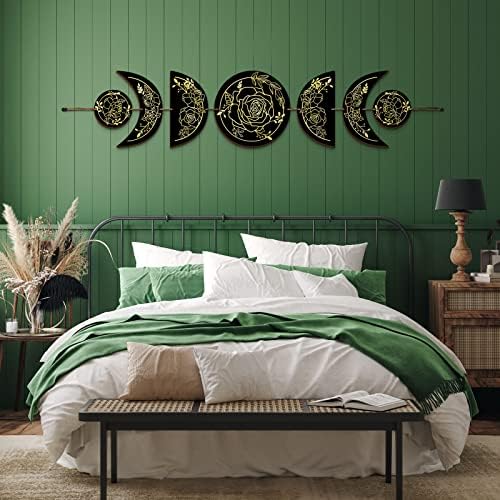 BBTO Boho Wall Decoration Moon Phase Wall Art Star Moon Decor, Black, Gold - Image 4