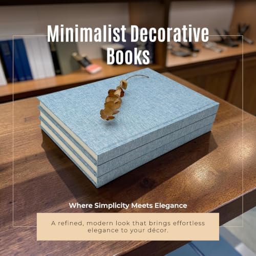 Cypress Gallery Decorative Linen Book Set – Set of 3 Extra Large Real Books | Coffee Table & Shelf Mantle Decor | Modern Home Decoration | Guest Book Journals | Extra Large Journals (Blue) - Image 2