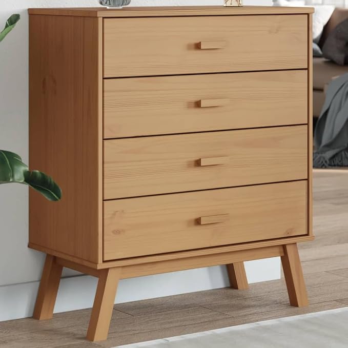 Scandinavian Style Solid Pine Wood Drawer Cabinet by Unknown