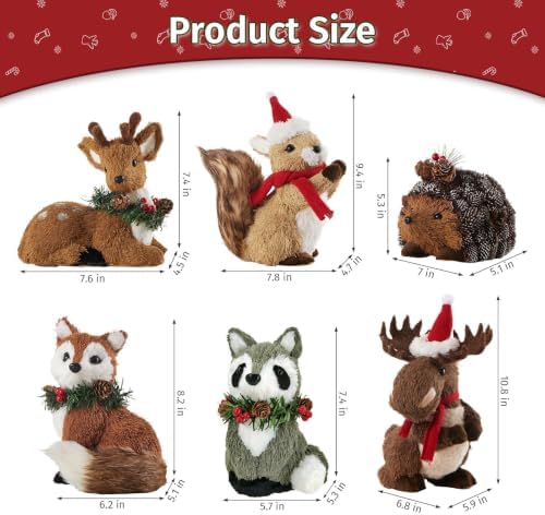 naturevibe Set of 6 Sisal Woodland Animals for Rustic Christmas Decorations - Image 2