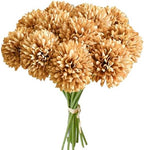 Mandy's 12pcs Artificial Light Brown Ball Chrysanthemum Flowers by Mandys