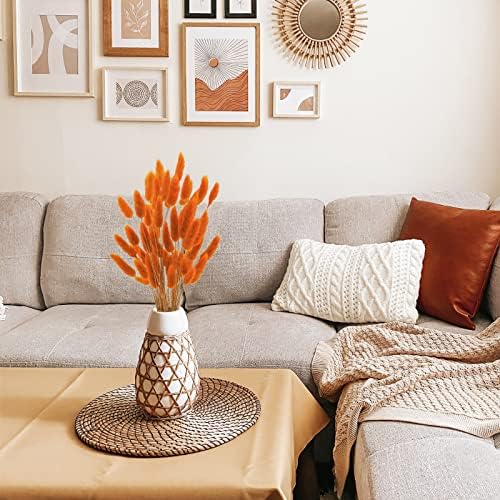Uieke 17’’ Natural Bunny Tails Dried Flowers, 50 Pcs Dried Lagurus Ovatus, Dried Pampas Grass for Flower Arrangements Wedding Centerpieces Home Boho Baby Shower Party Fall Decorations (Orange) - Image 5