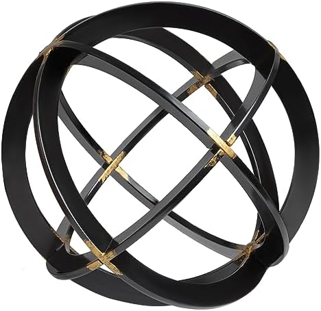 Decorative Sphere for Home Decor - Black & Gold, Hand Painted by BNUnityinc