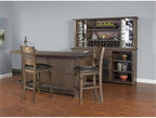 Pemberly Row Set of 3 Wood Bar Unit and 2 Ladderback Barstool in Dark Brown - Image 2