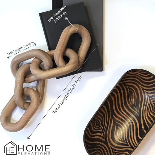 21" Natural Wood Chain Link Decor, Decorative Coffee Table Accent - Image 5