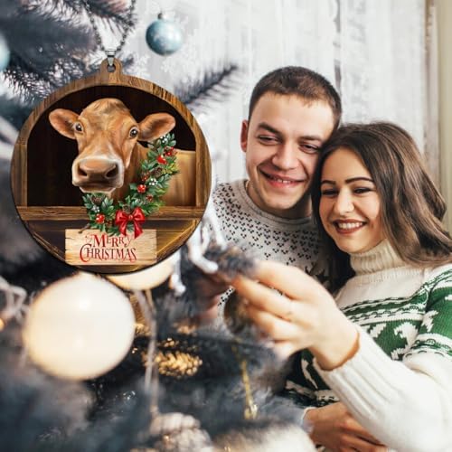 Cow Christmas Ornaments 2026, Brown Cow Ornaments for Christmas Tree, Farmhouse Christmas Ornaments, Farm Animal Christmas Ornaments, Jersey C ow Ornament - Image 3