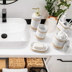 RQYIXI Ceramic Bathroom Accessories Set,White,5 Piece,Rhinestone Design - Image 5