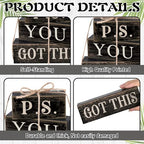 Yuntau 4 Pcs Farmhouse Motivational Decor Wooden Block Black Decor - Image 6