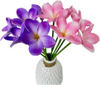 10 pcs Pink&Purple Artificial Plumeria Flowers with Stems,13" Real Touch - Image 5