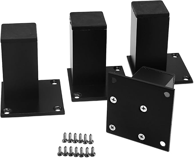 4Pcs 3Inch Metal Furniture Legs, Square Metal Cabinet Support Foot by Qiveno