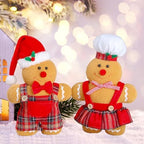 BWFY Set of 2 Christmas Decorations Indoor Gingerbread Man with Chef Hat Bowknot for Christmas Ornament Home Decor Gingerbread Doll for Gift Door Window Table Tree Holiday Xmas Season Decor - Image 7
