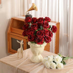 Nubry 10pcs Burgundy Roses Artificial Flowers, Realistic Faux Red Rose - Image 6
