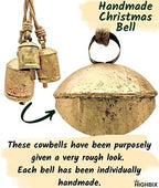 HIGHBIX Set of 3 Giant Harmony Cow Bells Huge Vintage Shabby Chic Handmade Rustic Lucky Christmas Hanging XL Bells On Rope Country Rustic (Small) - Image 4