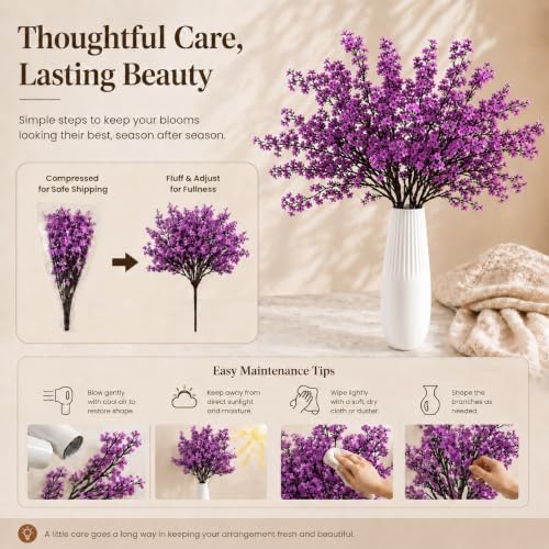 Mandy's 6 Bundles Artificial Lavender Baby’s Breath Flowers - Image 6