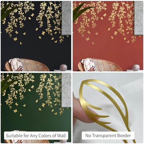 Gold Metallic Wall Decals Peel and Stick Large Wall Stickers Large Sketch Minimal Line Transfer for Women Living Room, Bedroom Decor, Gold Vines - Image 5