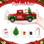 Christmas Truck Decor, 5.7 Inch Vintage Metal Pickup with Snowman and Tree - Image 3
