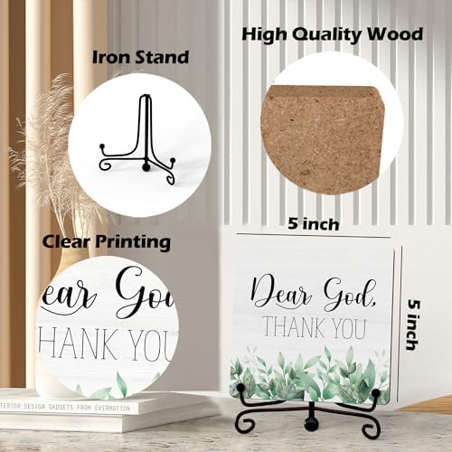 Modern Farmhouse Decor, Home Decor For Living Room, Boho Chic Aesthetic Shelf Decorations, Christian Eucalyptus Dear God Sign, Farm House Entryway Tv Stand Fireplace Coffee Table Decoration (09) - Image 2