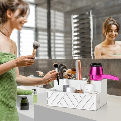 Hair Tool Organizer, Hair Dryer Holder Wall Mounted, Bathroom Countertop Organizer for Bathroom Accessories, Blow Dryer Organizer for Curling Iron, Hair Styling Tools, Vanity Organizer for Makeup - Image 2