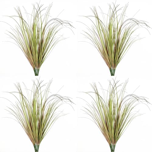 CATTREE Fake Wheat Grass Plants Artificial Greenery Tall Shrubs 16 Bundles, Outdoor Decor Faux Plastic Leaves Bushes for Indoor Office Garden Wedding Party Vase Filler DIY Decorations, Purple 16 Pcs by CATTREE