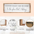Country Roads Take Me Home Wall Sign, 42''×15'' Large Farmhouse Country Wall Art with Solid Wood Frame, Vintage Western Boho Decor for Home (Brown) - Image 3