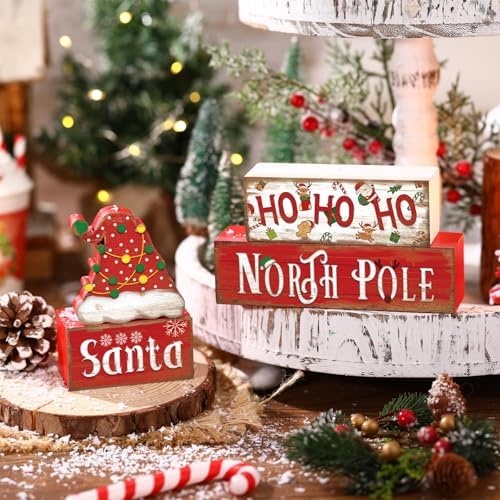 Moucuny 4 Pcs Christmas Table Sign Santa Hat Decorations - Image 5