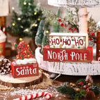 Moucuny 4 Pcs Christmas Table Sign Santa Hat Decorations - Image 5