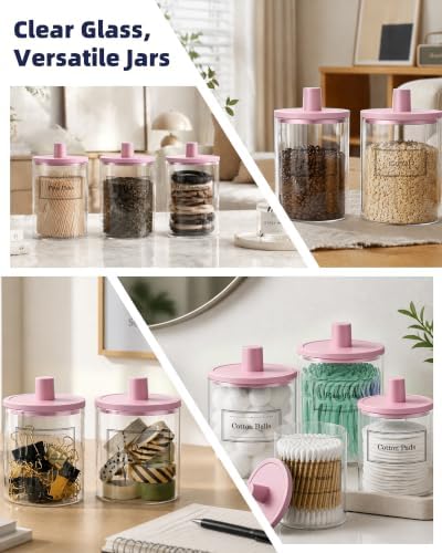 Glass Qtip Holder Dispenser - 4 Pack, Bathroom Decor and Organizer - Image 6