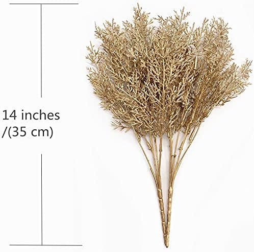 Artificial Branch Golden Antlers Grass, Fake Plants Plastic Twig Branches Faux Plant for Xmas Party Home Garden Indoor Outdoor Wedding Table Centerpiece DIY Decor Christmas Decoration - Gold 4 Pack - Image 5