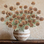 INQCMY 12 Pcs Brown Faux Flowers for Vase 20 Inch Artificial Mums Indoor - Image 2