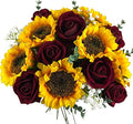 24PCS Fake Rustic Flowers Artificial Fall Sunflowers and Roses by AsanoSeason