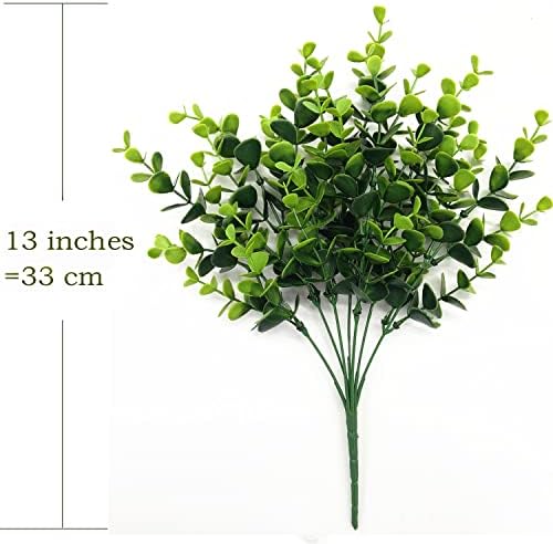 Artificial Eucalyptus Plant Decoration, Fake Leaves Eucalyptu Shrubs Branches Faux Greenery Leaf Bud Stems Grass for Indoor Outdoor Wedding Bouquets Table Centerpieces Vases Flower Floral Décor 2 Pack - Image 5