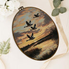 dvhdajed Vintage Mallard Duck Nursery Oval Wall Art Decor, Country Farmhouse Duck Hunting Framed Canvas Art, Rustic Cottage Core Farm Animal Oval Wall Hanging Decor for Bedroom Living Room, 8.7x11.3 - Image 4