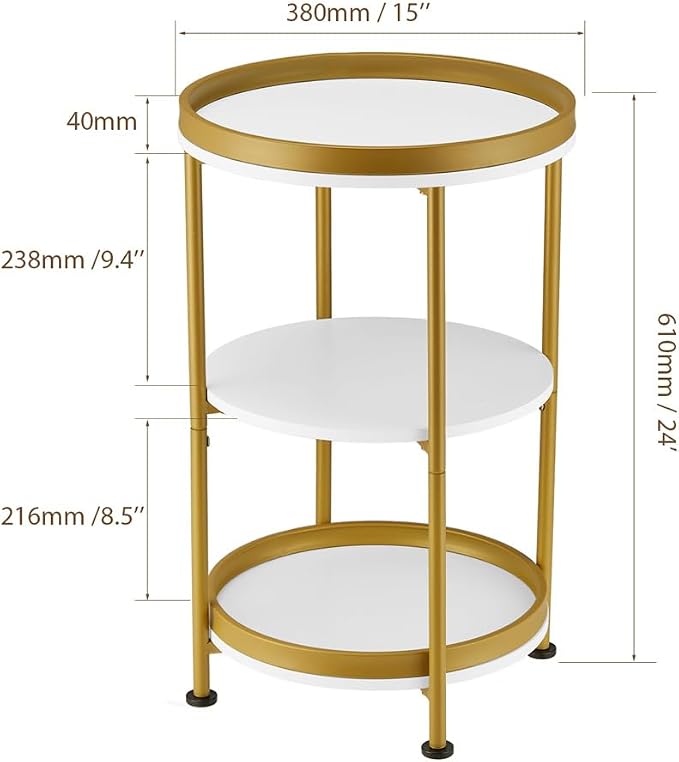Dulcii Round Side Table with Storage Tray - Image 2