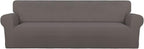 PureFit Stretch Couch Covers for Sofa 4 Seater Slipcovers Taupe | 1-Piece Sofa by PureFit