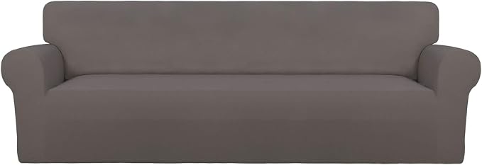 PureFit Stretch Couch Covers for Sofa 4 Seater Slipcovers Taupe | 1-Piece Sofa by PureFit