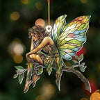 Stained Glass Fairy Ornament – Acrylic Suncatcher Window Hanging, Woodland Fantasy Decor, Christmas Tree Ornament 2026, Car Rearview Mirror Charm, Gift for Fairy Lovers, Women, Girls, Teachers(Sun-10) - Image 2