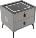 Smart Nightstand w/Fingerprint Lock Drawers, Smart Bedside Table w/USB Charging by Headery