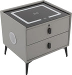 Smart Nightstand w/Fingerprint Lock Drawers, Smart Bedside Table w/USB Charging by Headery