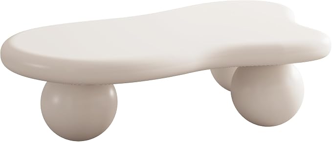 40” Cloud Coffee Table with 3 Ball Legs, Modern Irregular Center Table - Image 9
