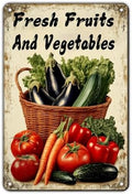 Vegetable Farmers Market Wall Decor Farm Fresh Fruits And Vegetables Metal Tin Sign Funny Retro Home Kitchen Garden Yard Restaurant Decoration 12x8 Inch by KIYOYOHomeIsOurHappyPlace