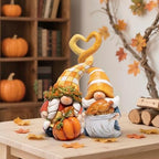 Hodao Thanksgiving Decorations for Table, Resin Fall Thanksgiving Gnome Figurines with Turkey, Pumpkin & Heart, Festive Gift for Autumn Home Decor - 2 Pcs - Image 5