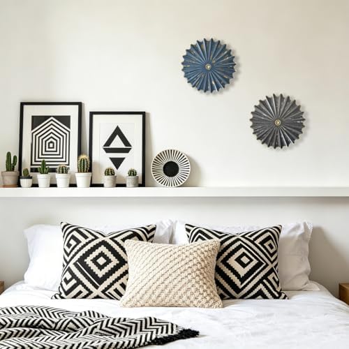 Metal Wall Sculpture,11.4'' Distressed Radial Sunburst Wall Art Decor - Image 5