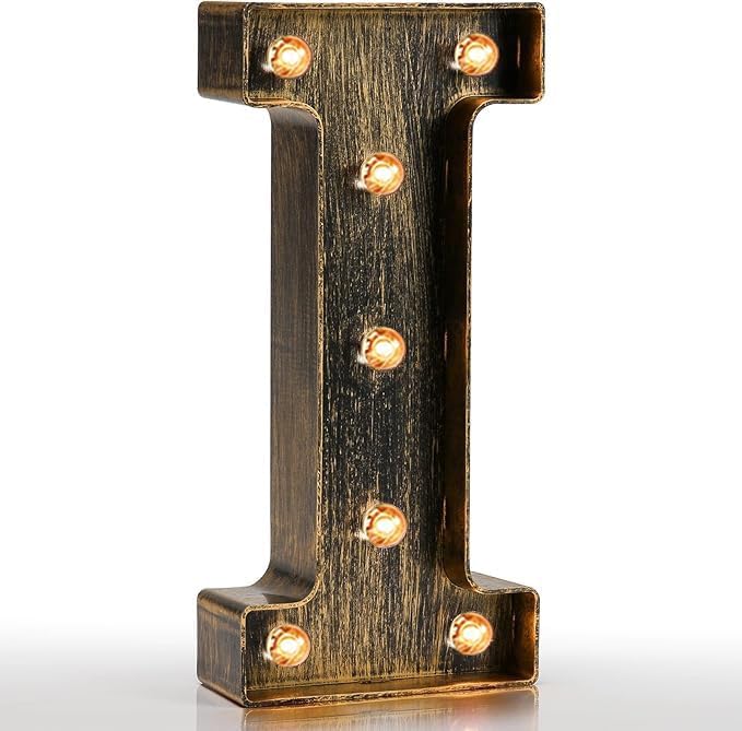Pooqla Vintage Light Up Marquee Letters with Lights – Illuminated Industrial Style Lighted Alphabet Letter Signs - Coffee Bar Apartment Bedroom Wall Home Initials Decor A-Z by Pooqla