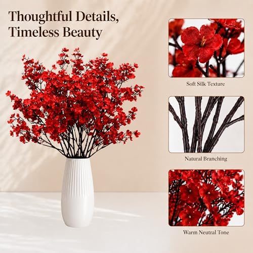 Mandy's 6 Bundles Artificial Red Baby’s Breath Flowers - Image 4